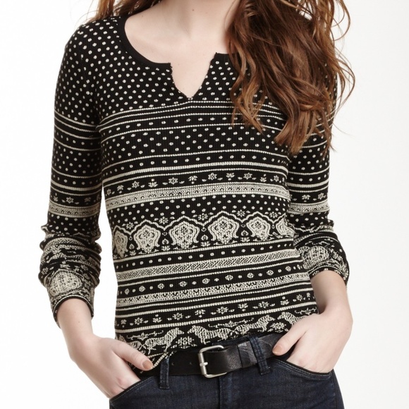 LUCKY BRAND Zebra Stripe Thermal Shirt MEDIUM - Picture 6 of 6